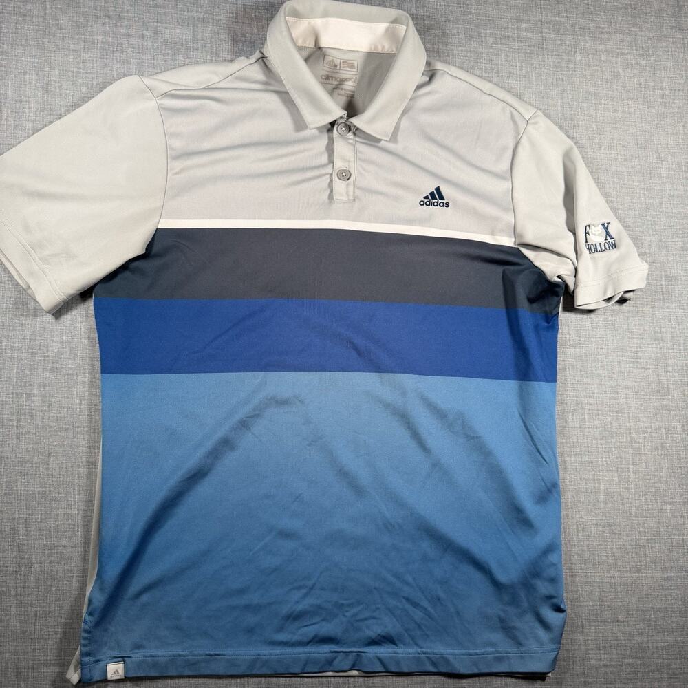 Adidas Climacool Golf Polo Shirt Mens M Gray Blue White AE4073 Color block